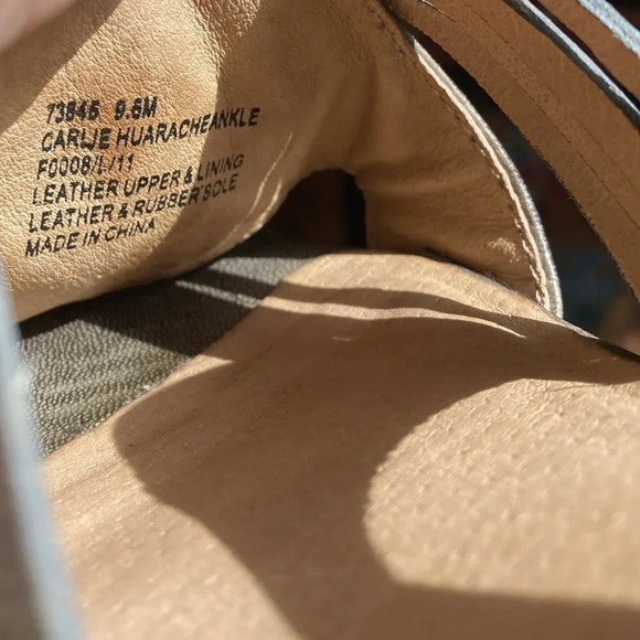 Frye Carlie Huarache Platform Sandals, Size 9.5, Leather Taupe-Brown Ankle Strap - Picture 4 of 9